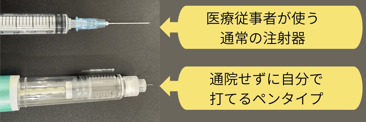 注射器による針の太さや長さの違いを説明